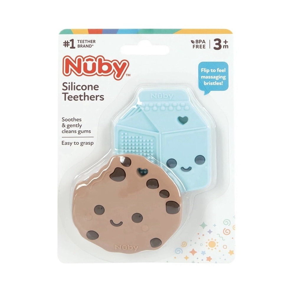 Nuby All Silicone Chocolate Chip Cookie & Milk Carton 2PK